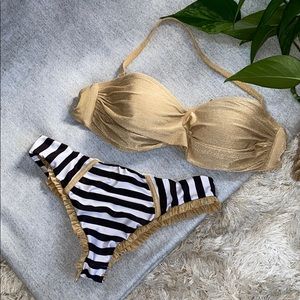 Beach Bunny & Vitamin A Gold and blue swim…